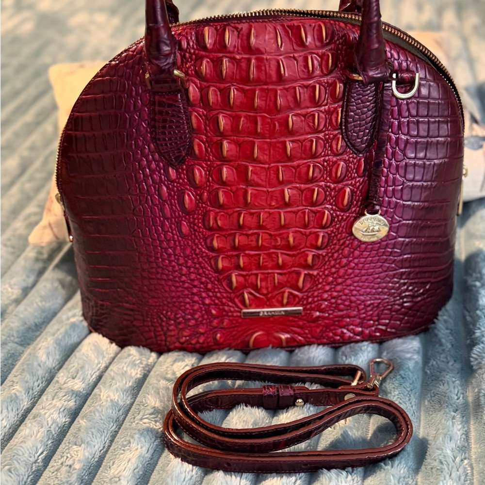 Brahmin Georgiana Ruby Croc-Embossed Dome Satchel